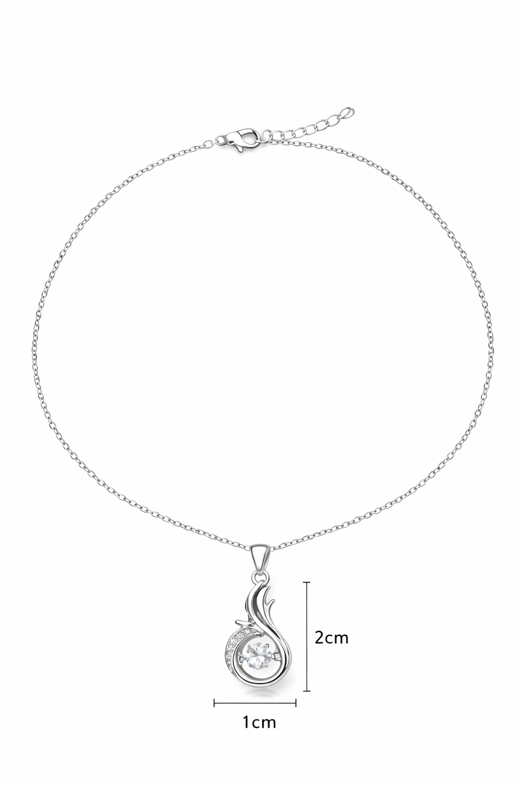 Graceful Swirl Pendant Necklace with Shimmering Dancing Gem