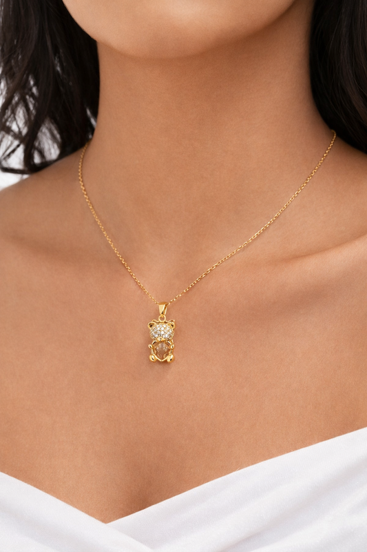 Delicate Gold Chain with Sparkling Bear Pendant | Urban Carat