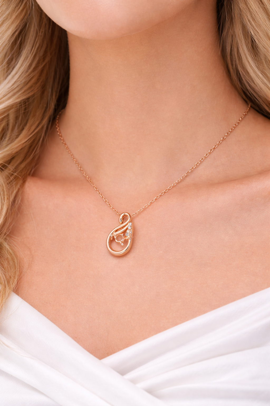 Rose Gold Teardrop Crystal Pendant Necklace | Urban Carat