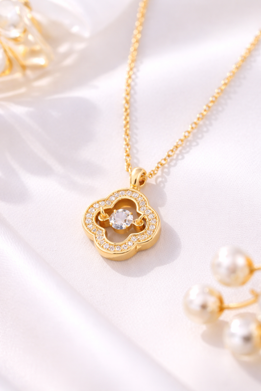 Sparkling Clover Halo Pendant Necklace | Urban Carat