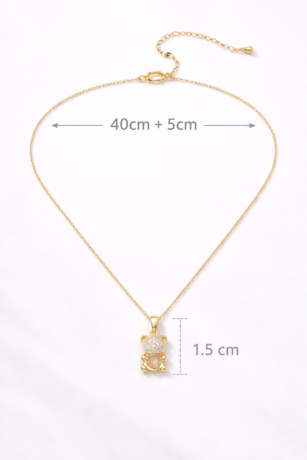 Delicate Gold Chain with Sparkling Bear Pendant | Urban Carat