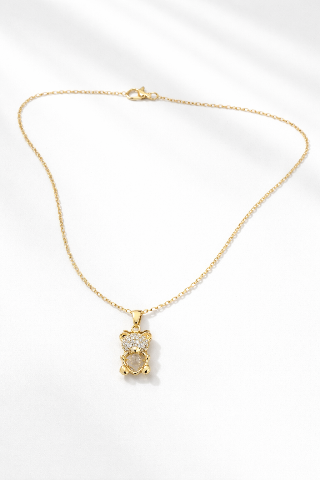 Delicate Gold Chain with Sparkling Bear Pendant | Urban Carat