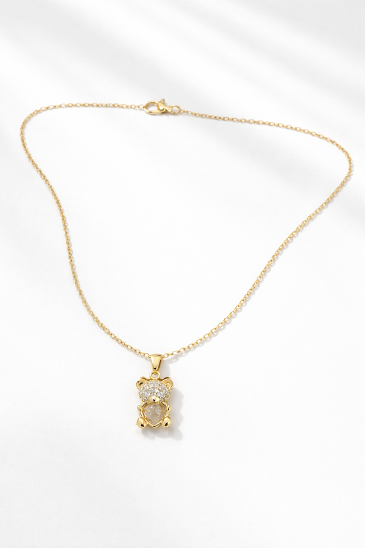 Delicate Gold Chain with Sparkling Bear Pendant | Urban Carat