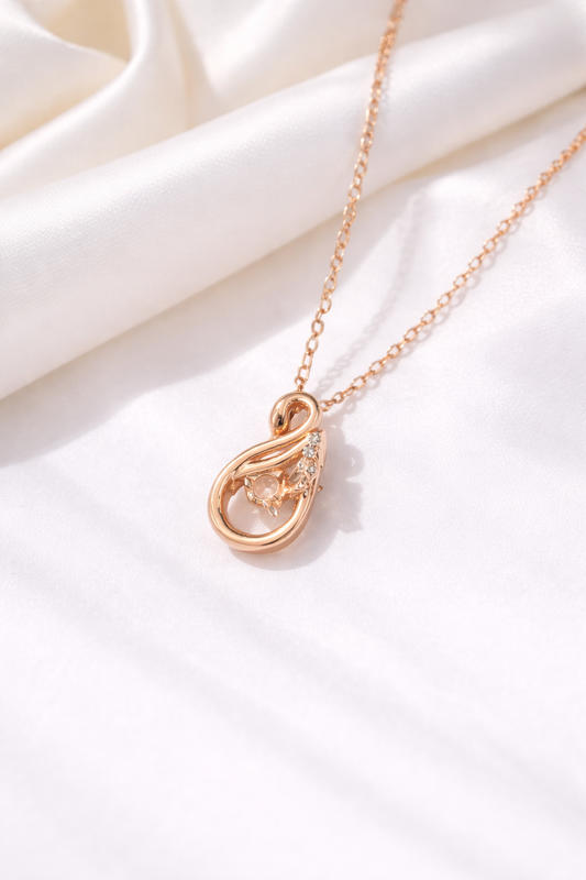 Rose Gold Teardrop Crystal Pendant Necklace | Urban Carat