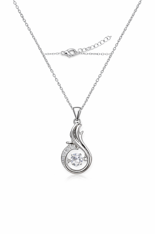 Graceful Swirl Pendant Necklace with Shimmering Dancing Gem